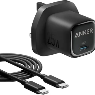 شارژر دیواری انکر مدل UK plug A2656 توان 25 وات به همراه کابل دو سر تایپ سی